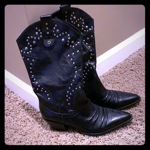 Reba OK Black Leather Pointed Toe Boots NEW Sz 6.5